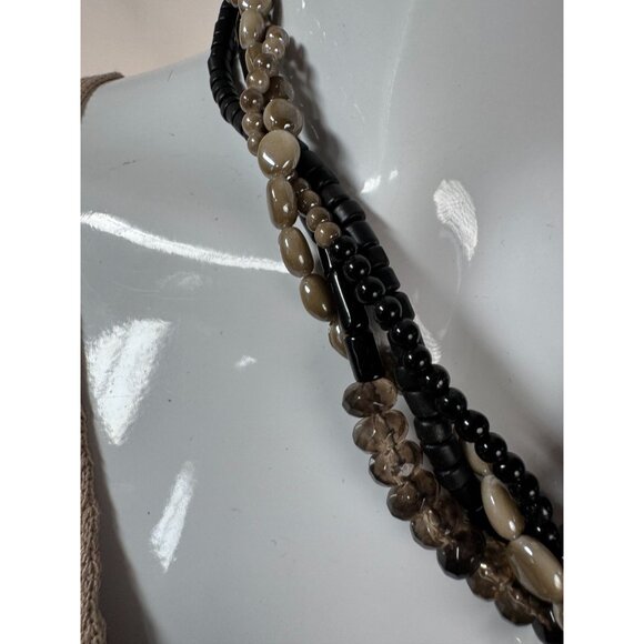 Premier Designs Multistrand Beaded Necklace W/ Reversible Metal & Faux Snakeskin - Picture 13 of 16
